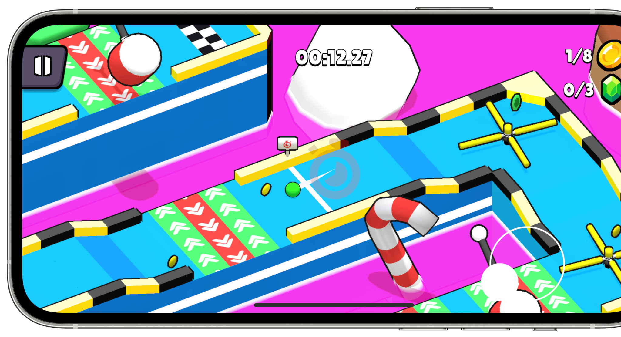 Player rolling above trap